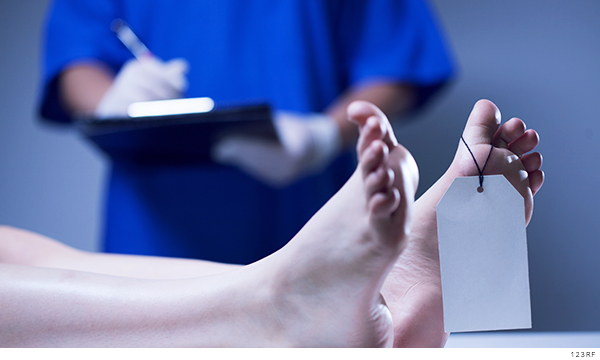 médico forense analizando un cuerpo