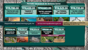 Ante la alta demanda del Tren Maya, el gobierno anunció el lanzamiento de paquetes turísticos que ofrecerán en el periodo de Semana Santa.