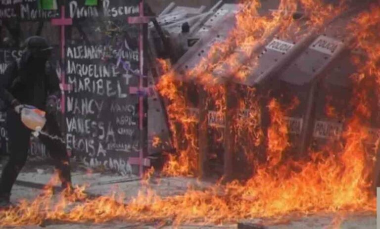 Las vallas que rodean el Palacio Nacional no son para limitar las manifestaciones de las mujeres, sino para evitar accidentes