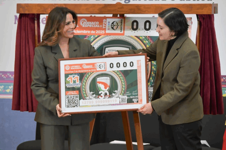 Lotería Nacional celebra 30 años del SNSP con billete Sorteo Zodiaco 1729. Bolsa de 43 millones de pesos; sorteo el 7 de diciembre.